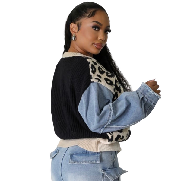 Leopard Denim Sweater