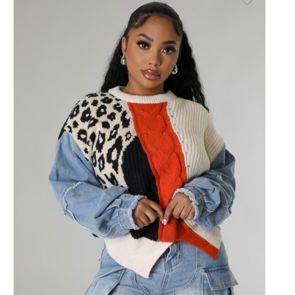 Leopard Denim Sweater