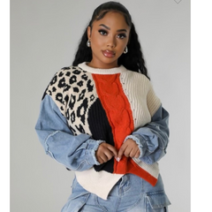 Leopard Denim Sweater